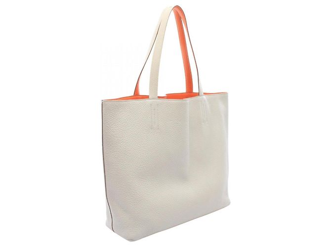 Hermès Hermes Double Sens 45 Pearl Grey Wendbare Tote Bag Braun Orange - Ansicht 2
