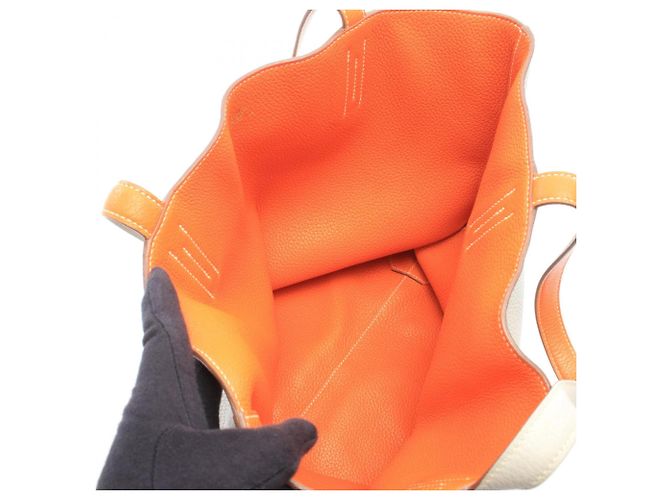 Hermès Hermes Double Sens 45 Pearl Grey Wendbare Tote Bag Braun Orange - Ansicht 3