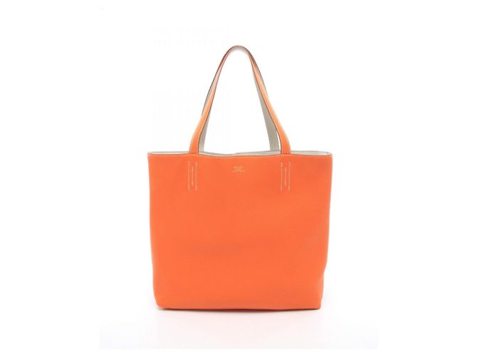 Hermès Hermes Double Sens 45 Pearl Grey Wendbare Tote Bag Braun Orange - Ansicht 6