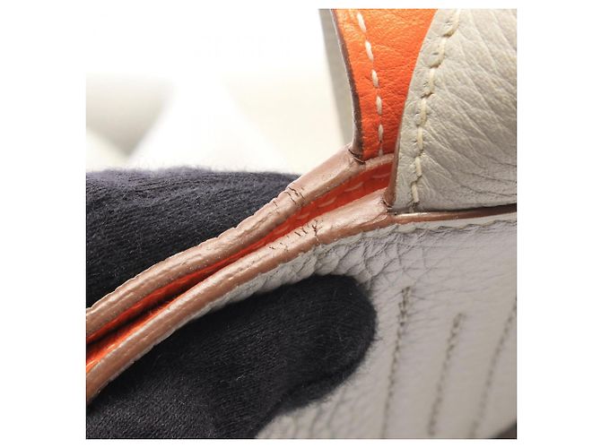 Hermès Hermes Double Sens 45 Pearl Grey Wendbare Tote Bag Braun Orange - Ansicht 7