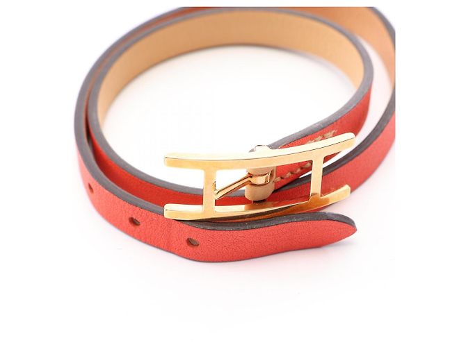 Hermès Pulseira Charm em couro Swift Hermes Vermelho - vista 3