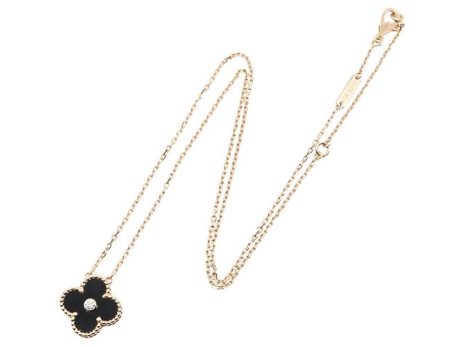 Collana Van Cleef & Arpels Vintage Alhambra Onyx Nero D'oro - vista 2