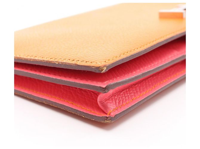 Hermès Cartera larga bi-fold Hermes Bearn Soufflet Verso Rosa Naranja - vista 10