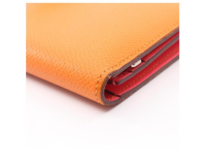 Hermès Cartera larga bi-fold Hermes Bearn Soufflet Verso Rosa Naranja - vista 12