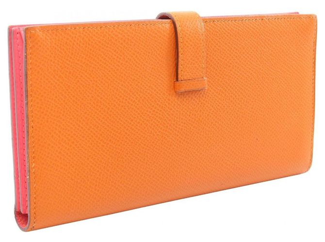 Hermès Cartera larga bi-fold Hermes Bearn Soufflet Verso Rosa Naranja - vista 2