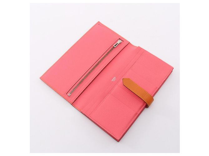 Hermès Cartera larga bi-fold Hermes Bearn Soufflet Verso Rosa Naranja - vista 3