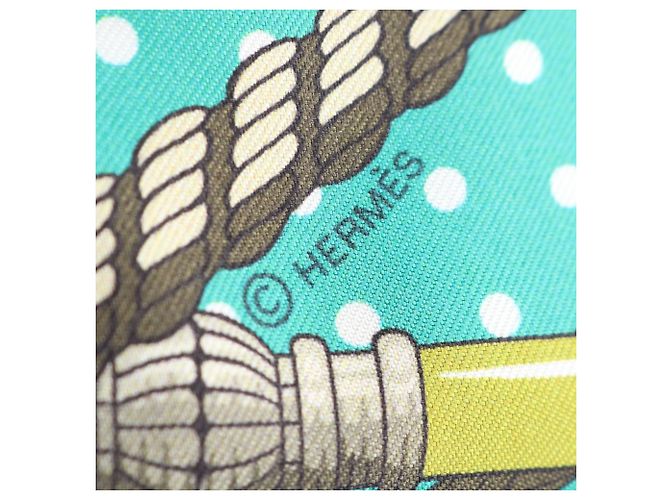 Hermès Foulard Hermes Maxi Twilly Clic Clac a Pois Multicolore Verde Blu navy - vista 4