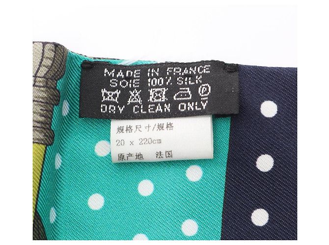 Hermès Foulard Hermes Maxi Twilly Clic Clac a Pois Multicolore Verde Blu navy - vista 5