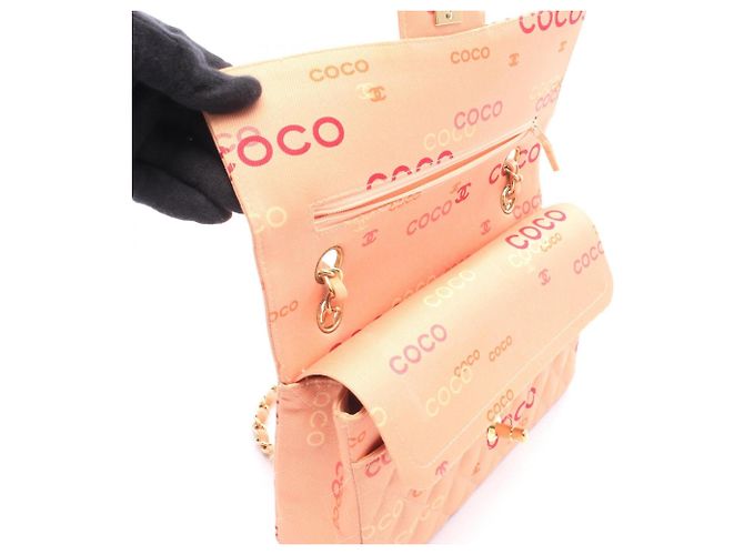 Borsa a tracolla Chanel COCO Print Matelassé Rosa Multicolore - vista 6
