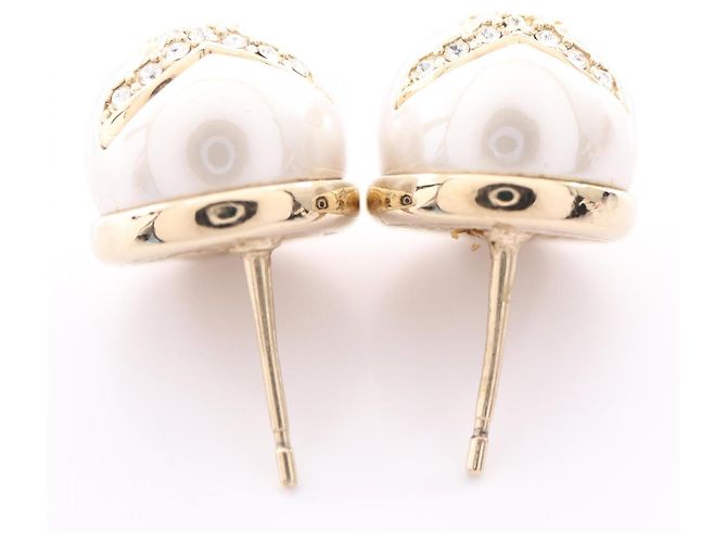 Orecchini Chanel I22S Coco Mark Stud Earrings Bianco D'oro - vista 6