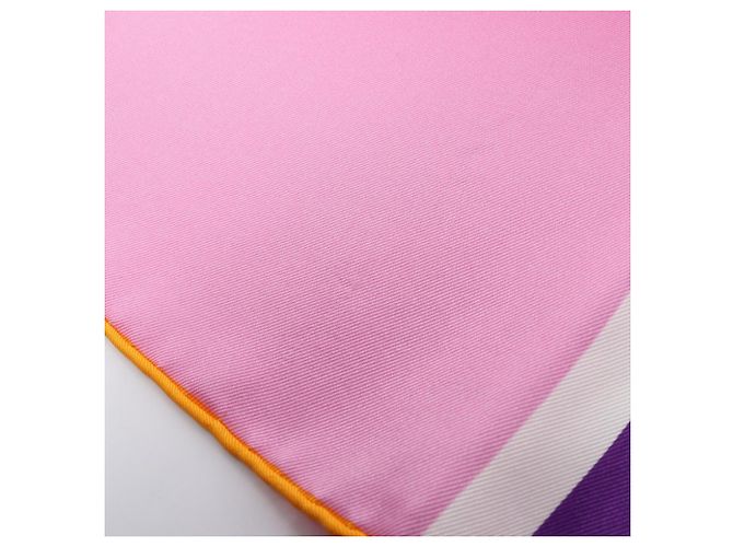 Hermès Foulard Hermes Carre 70 Quadri Rosa Multicolore Porpora - vista 4