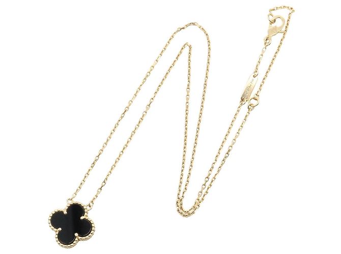 Collana Van Cleef & Arpels Vintage Alhambra Onyx Nero D'oro - vista 2