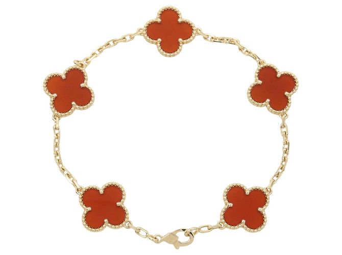 Van Cleef & Arpels Vintage Alhambra Armband aus Karneol Rot Golden - Ansicht 2