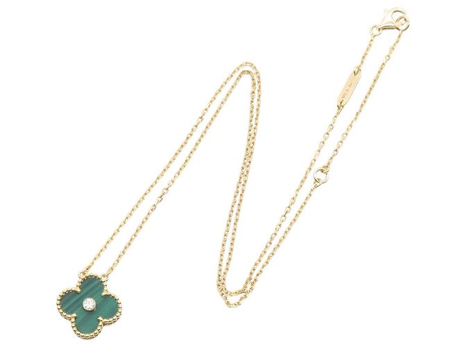 Collana Van Cleef & Arpels Vintage Alhambra Malachite e Diamanti D'oro Verde - vista 2