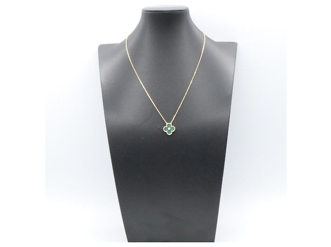 Collana Van Cleef & Arpels Vintage Alhambra Malachite e Diamanti D'oro Verde - vista 6
