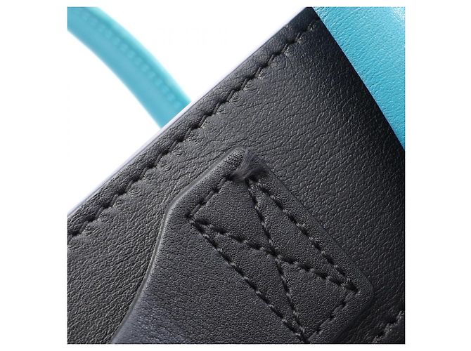 Céline Celine Luggage Micro Shopper Tote Bag Braun Schwarz Blau - Ansicht 10