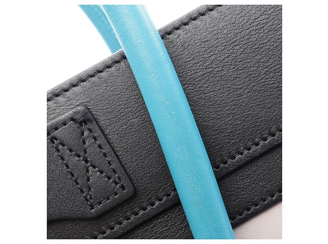Céline Celine Luggage Micro Shopper Tote Bag Braun Schwarz Blau - Ansicht 11