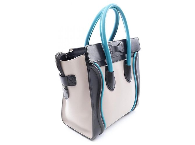 Céline Celine Luggage Micro Shopper Tote Bag Braun Schwarz Blau - Ansicht 2