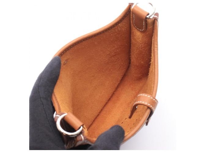 Hermès Borsa a tracolla Hermes Evelyne TPM Gold Marrone - vista 3