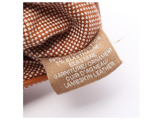 Hermès Scrunchie Hermes Claudia Plan Air in pelle Marrone Bianco - vista 4