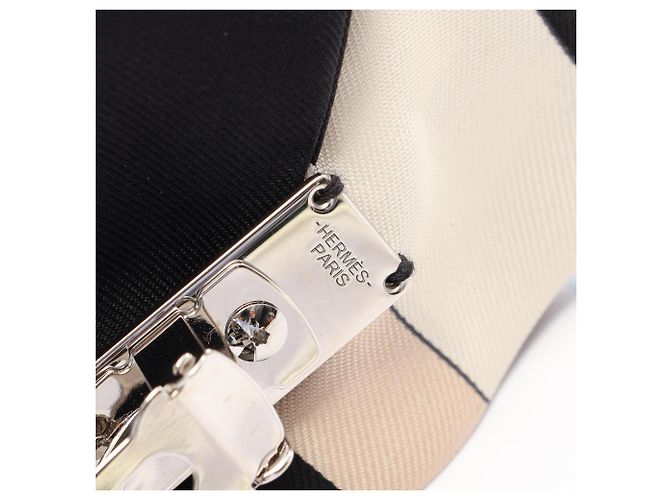 Hermès Hermes EX-LIBRIS Haaraccessoire Schleifen-Spange Schwarz Beige - Ansicht 3