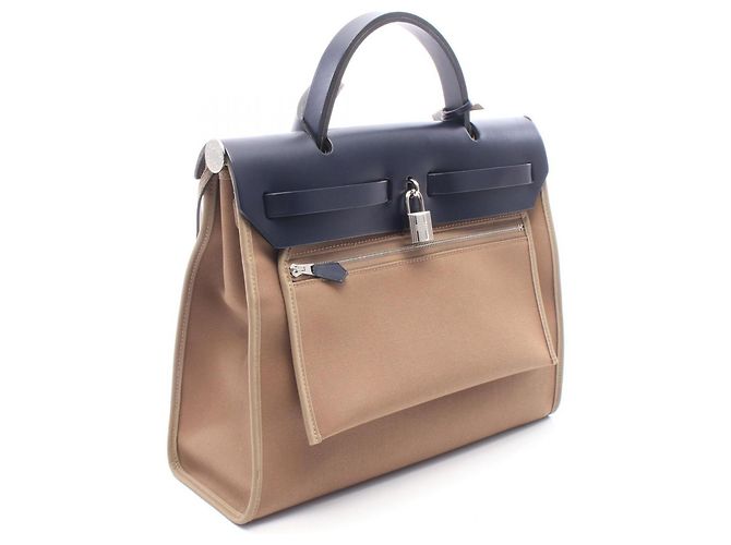 Hermès Bolso Hermes Herbag Zip PM Castaño Azul marino - vista 2