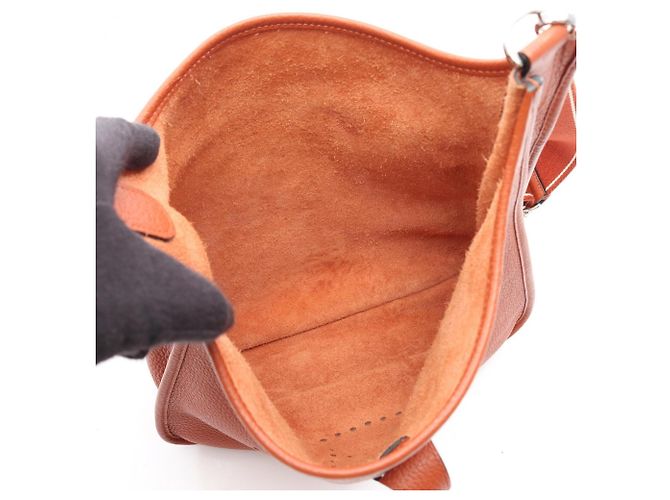 Hermès Borsa a tracolla Hermes Evelyne 3 Trois PM Brick Marrone - vista 3
