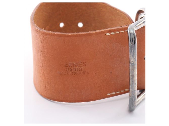 Hermès Brazalete Rígido Hermes Api GM de Piel Castaño - vista 4