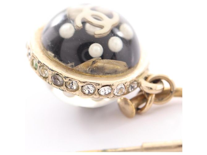 Conjunto de Colar e Brincos Chanel 10C Coco Mark Preto Dourado - vista 10