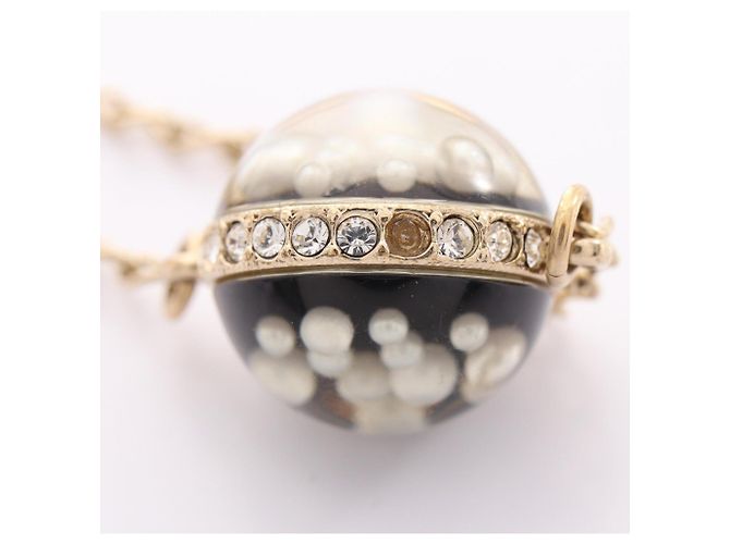 Conjunto de Colar e Brincos Chanel 10C Coco Mark Preto Dourado - vista 11