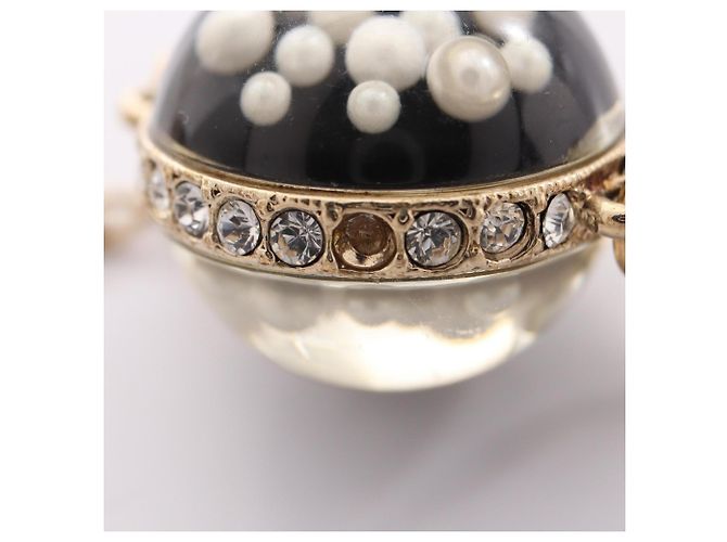Conjunto de Colar e Brincos Chanel 10C Coco Mark Preto Dourado - vista 12