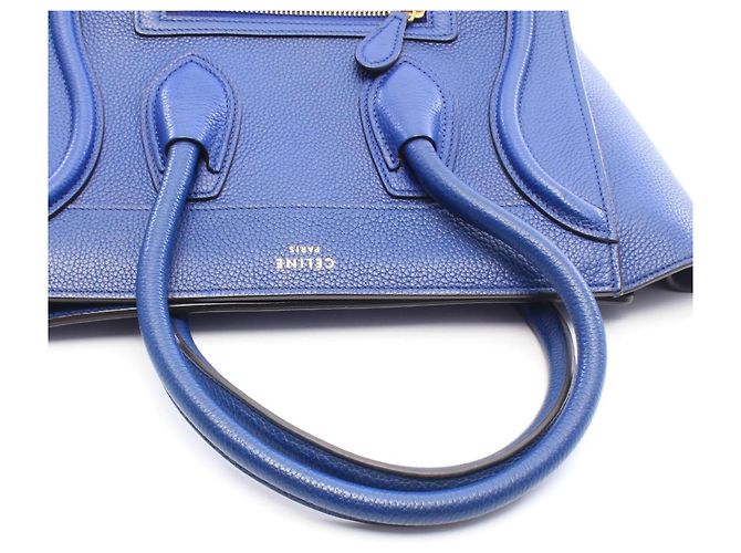 Céline Bolso Tote Celine Luggage Micro Shopper Azul - vista 6