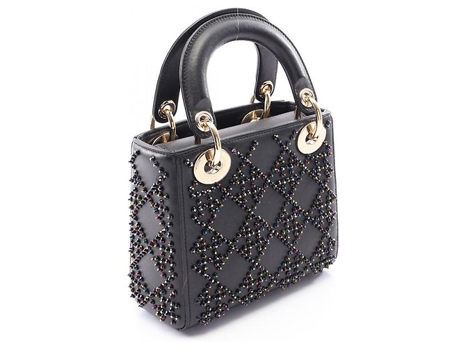 Christian Dior Lady Mini Beaded 2-Way Handbag Black Multiple colors - view 2