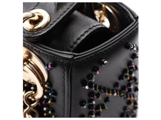 Christian Dior Lady Mini Beaded 2-Way Handbag Black Multiple colors - view 5
