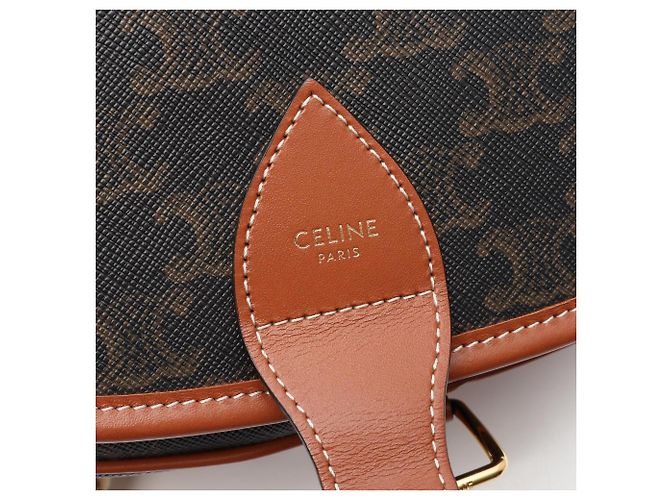 Céline Celine Large Strap Folco Triomphe Schultertasche Braun Schwarz - Ansicht 4