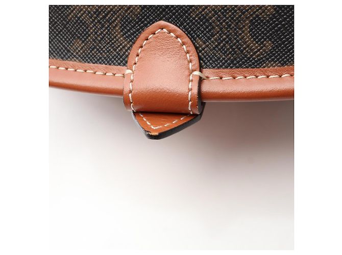 Céline Celine Large Strap Folco Triomphe Schultertasche Braun Schwarz - Ansicht 5