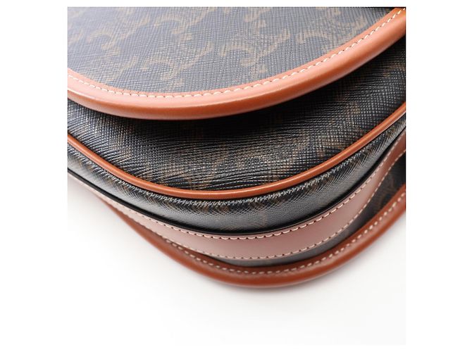 Céline Celine Large Strap Folco Triomphe Schultertasche Braun Schwarz - Ansicht 6