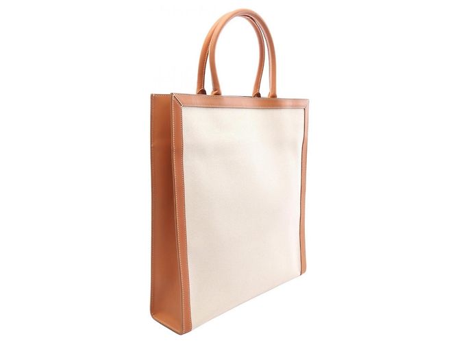 Céline Sac Cabas Vertical Large Celine Marron Blanc - vue 2