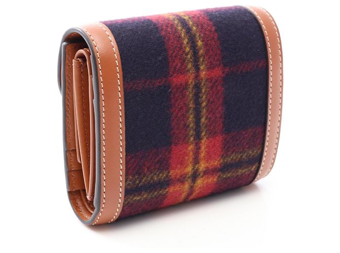 Céline Portafoglio a patta Small Celine Triomphe Tartan Check Marrone Multicolore Blu navy - vista 2