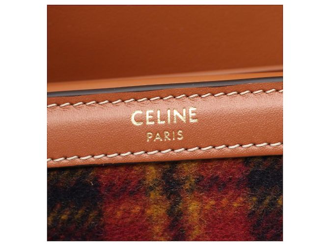 Céline Portafoglio a patta Small Celine Triomphe Tartan Check Marrone Multicolore Blu navy - vista 6