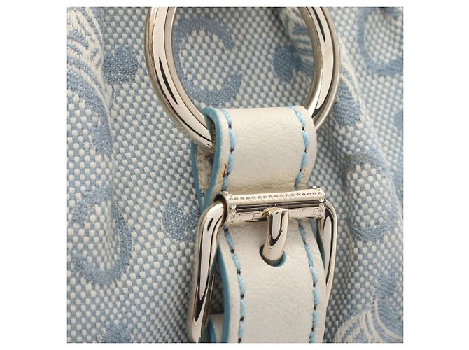 Céline Bolsa Celine Paris Macadam Branco Azul - vista 13