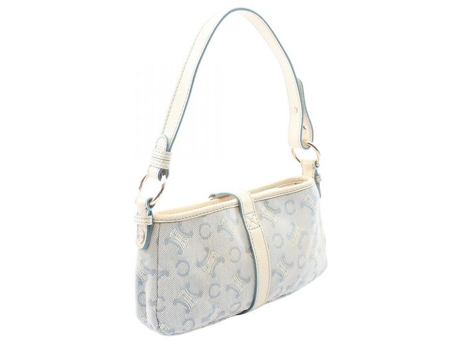 Céline Bolsa Celine Paris Macadam Branco Azul - vista 2