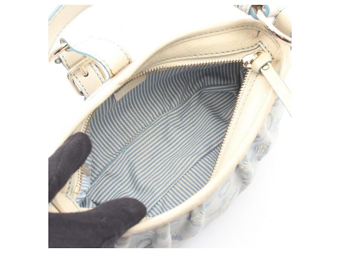 Céline Bolsa Celine Paris Macadam Branco Azul - vista 3