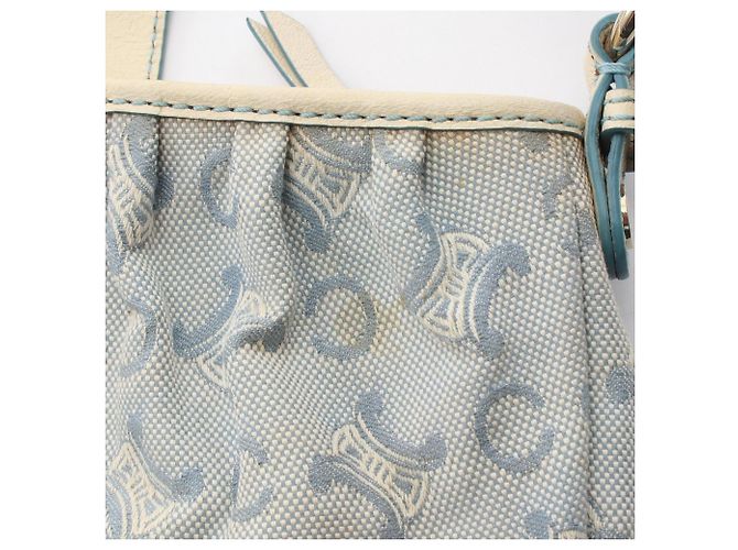 Céline Bolsa Celine Paris Macadam Branco Azul - vista 9