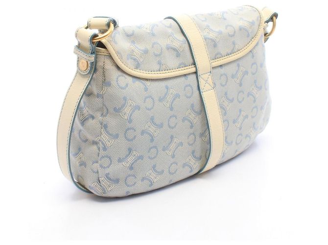 Céline Bolsa de Ombro Celine Macadam Branco Azul - vista 2
