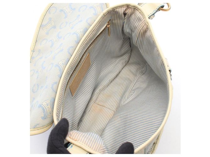 Céline Bolsa de Ombro Celine Macadam Branco Azul - vista 3
