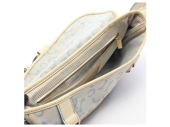 Céline Bolsa de Ombro Celine Macadam Branco Azul - vista 5