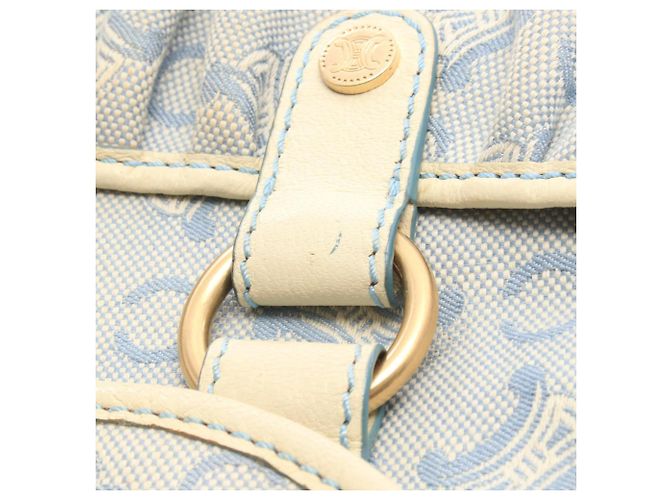 Céline Bolsa de Ombro Celine Macadam Branco Azul - vista 8