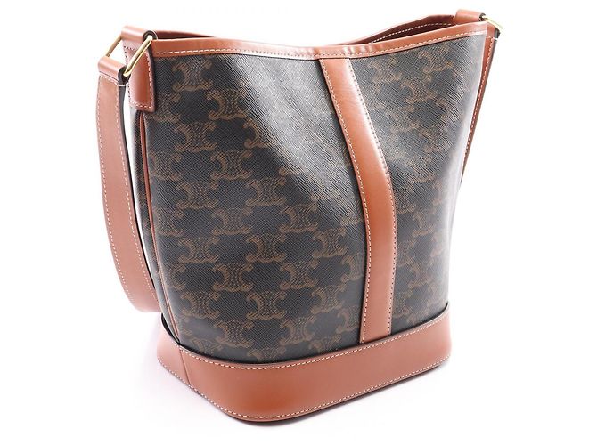 Céline Celine Small Bucket Triomphe Schultertasche Braun Schwarz - Ansicht 2