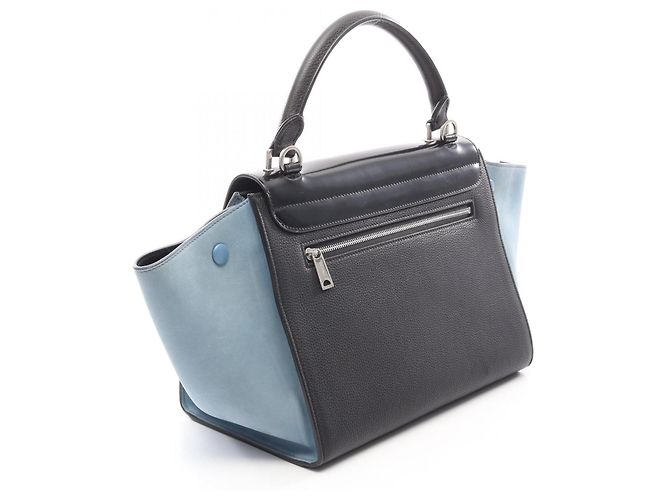 Céline Borsa a mano Celine Trapeze Small Nero Blu - vista 2
